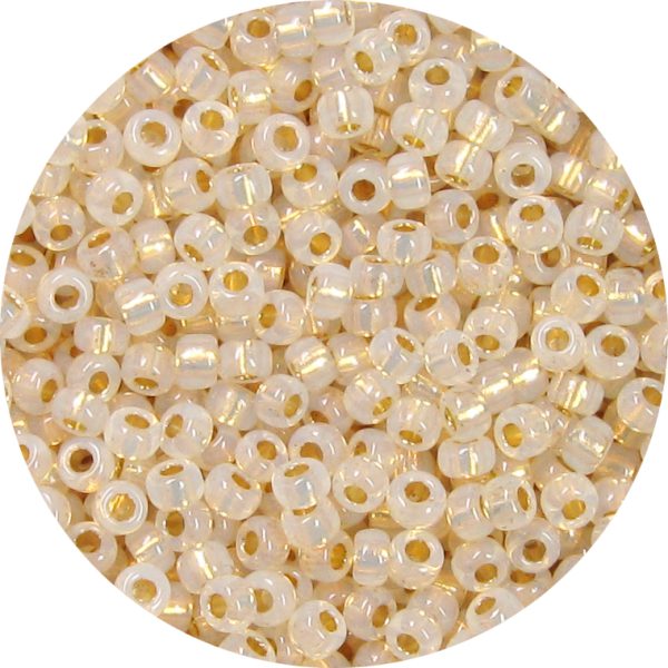 8/0 Japanese Seed Bead, Pure 24k Gold Lined White Opal