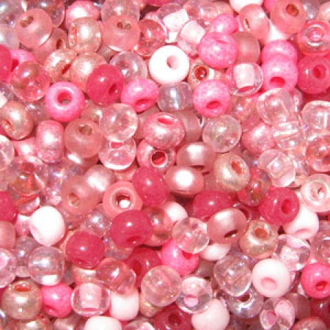 11/0 Czech Seed Bead, Pretty Princess Pink Tint Mix