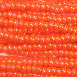 11/0 Czech Seed Bead, Opaque Dark Orange AB