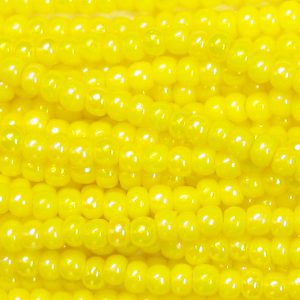 11/0 Czech Seed Bead, Opaque Lemon Yellow AB