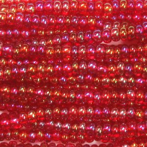 11/0 Czech Seed Bead, Transparent Ruby AB