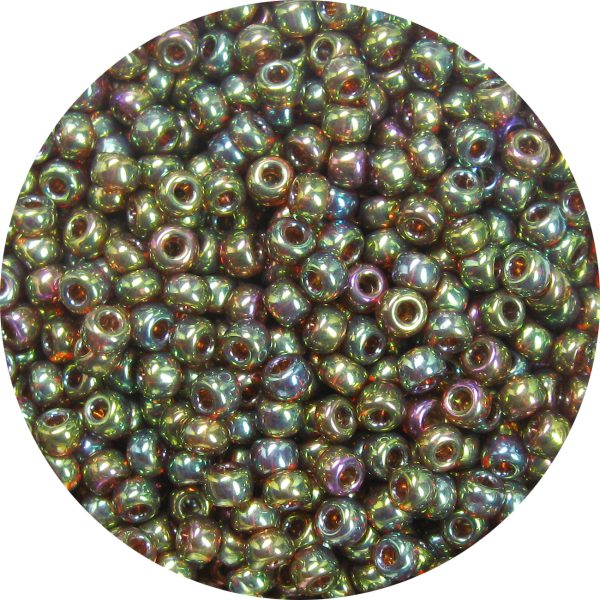 Japanese Seed Bead, Transparent Gold Luster Topaz/ Olive AB