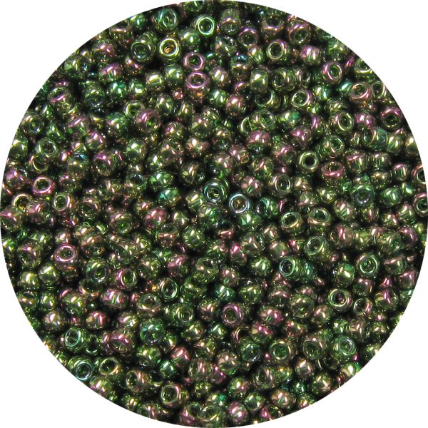 Japanese Seed Bead, Transparent Gold Luster Dark Olivine AB
