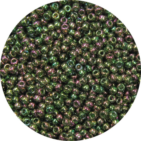 11/0 Japanese Seed Bead, Transparent Gold Luster Dark Olivine AB