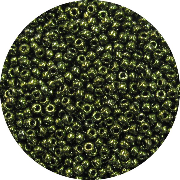 11/0 Japanese Seed Bead, Metallic Khaki Green