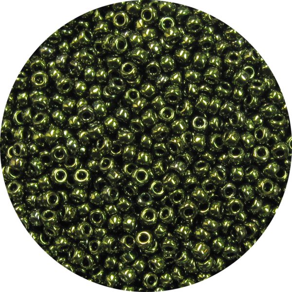 11/0 Japanese Seed Bead, Metallic Khaki Green