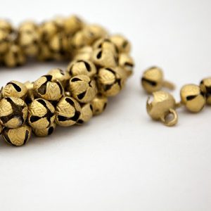 13mm Double Slot Embossed Indian Bells, Brass 