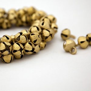 13mm Double Slot Embossed Indian Bells, Brass