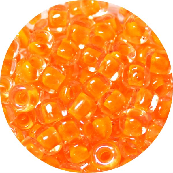 3/0 Japanese Seed Bead, Neon Orange Lined Crystal