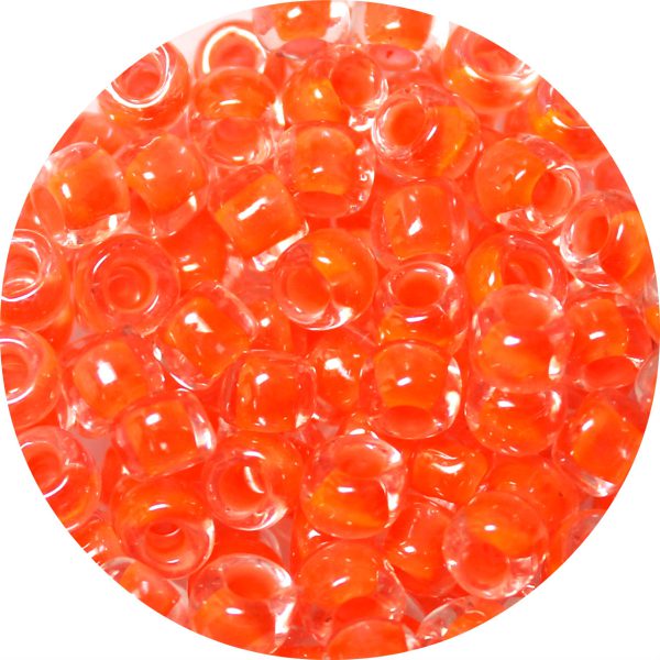 3/0 Japanese Seed Bead, Neon Salmon Lined Crystal