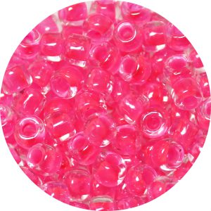 3/0 Japanese Seed Bead, Neon Pink Lined Crystal