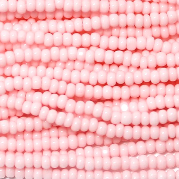 13/0 Czech Charlotte Cut Seed Bead, Opaque Baby Pink Tint