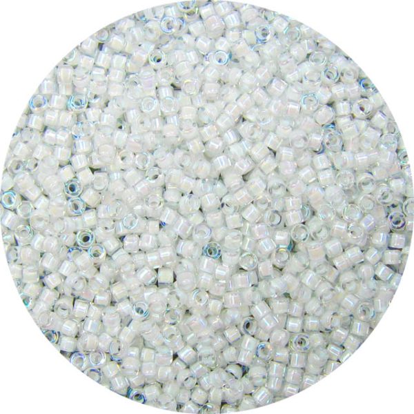 DB0066 - 11/0 Miyuki Delica Beads, White Lined Crystal AB