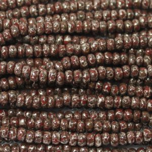 6/0 Czech Seed Bead, Opaque Red Moon Picasso