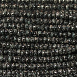 6/0 Czech Seed Bead, Opaque Black Moon Picasso