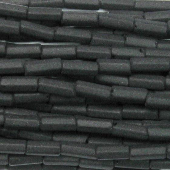 15mm, 0.6" Czech Bugle Bead, Frosted Opaque Black