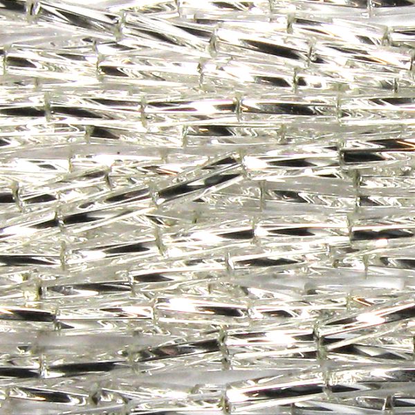 15mm, 0.6" Czech Twist Bugle Bead, Silver Lined Crystal
