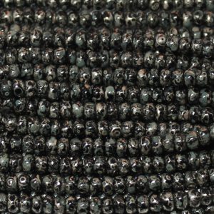 11/0 Czech Seed Bead, Opaque Black Moon Picasso