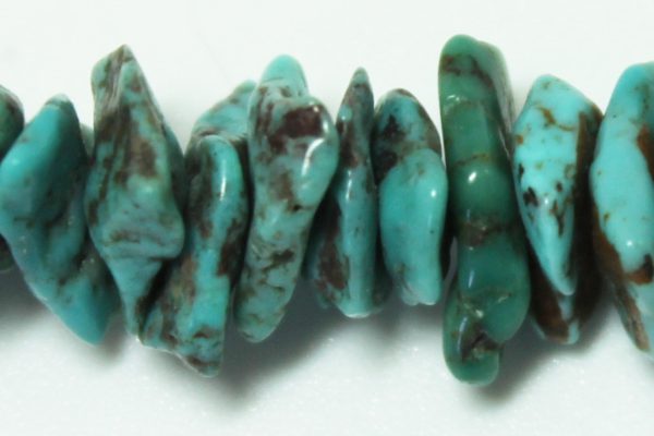 Chinese Turquoise Flat Chips, 11mm average size, 16"