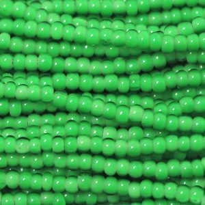 10/0 Czech Seed Bead, Green White Heart