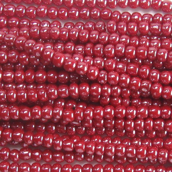10/0 Czech Seed Bead, Opaque Dark Red Luster