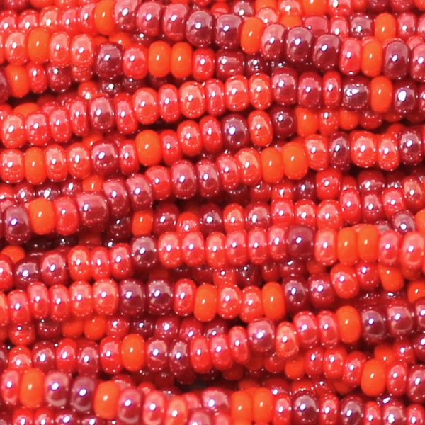 10/0 Czech Seed Bead, Opaque Red and Coral Luster Mix