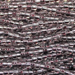 10/0 Czech Seed Bead, Transparent Crystal with Red and Black Stripes