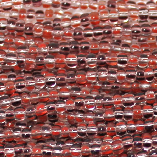 10/0 Czech Seed Bead, Transparent Crystal with 4 Black Stripes