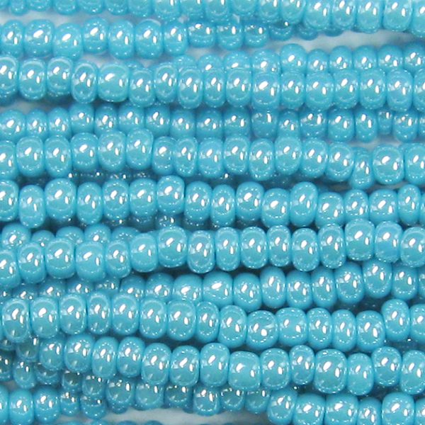 11/0 Czech Seed Bead, Opaque Blue Turquoise Luster