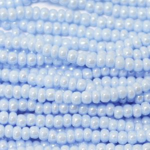 6/0 Czech Seed Bead, Opaque Powder Blue Luster