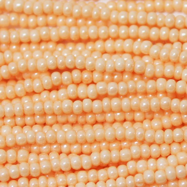 6/0 Czech Seed Bead, Opaque Peach Tint** Luster