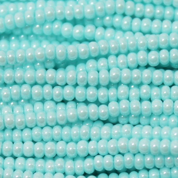 6/0 Czech Seed Bead, Opaque Light Blue Turquoise Tint** Luster