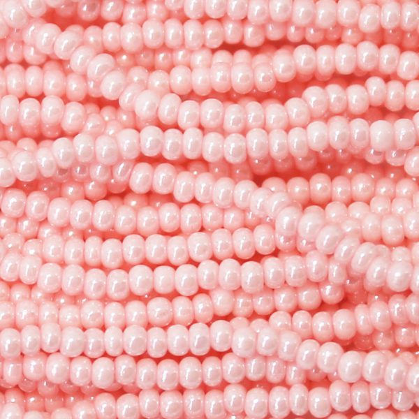11/0 Czech Seed Bead, Opaque Baby Pink Luster Tint**