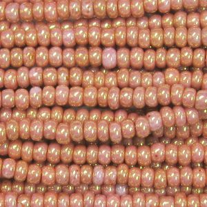 11/0 Czech Seed Bead, Opaque Gold Luster Pink