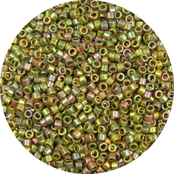 DB0508 - 11/0 Miyuki Delica Beads, 24k Olive Gold AB Plated over Glass
