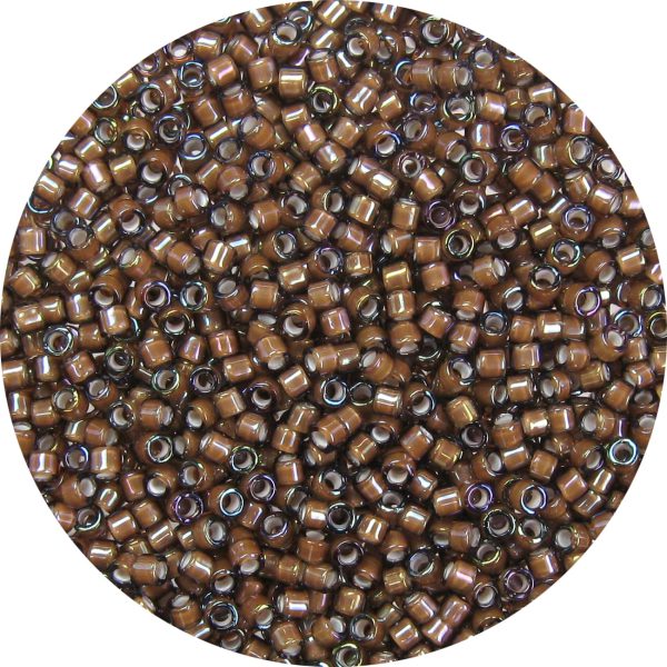 DB1790 - 11/0 Miyuki Delica Beads, White Lined Rootbeer AB