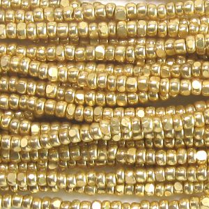 13/0 Czech Charlotte Cut Seed Bead, Terra Galvanized Gold