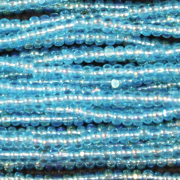 13/0 Czech Charlotte Cut Seed Bead, Transparent Aqua Blue AB