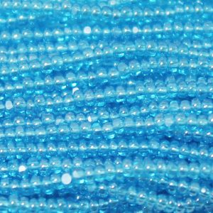 13/0 Czech Charlotte Cut Seed Bead, Transparent Dark Aqua Blue Luster