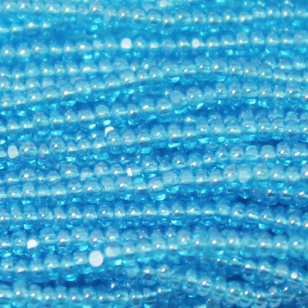 13/0 Czech Charlotte Cut Seed Bead, Transparent Dark Aqua Blue Luster