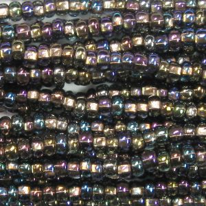 11/0 Czech Seed Bead, Copper Lined Black Diamond AB