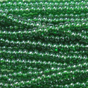 11/0 Czech Seed Bead, Transparent Kelly Green Luster