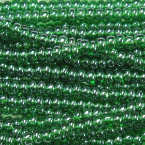 11/0 Czech Seed Bead, Transparent Kelly Green Luster