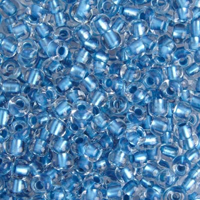 2/0 Czech Seed Bead, Metallic Blue Lined Crystal