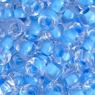 2/0 Czech Seed Bead, Terra Baby Blue Lined Crystal