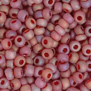 2/0 Czech Seed Bead, Frosted Transparent Ruby AB