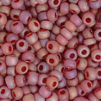 2/0 Czech Seed Bead, Frosted Transparent Ruby AB