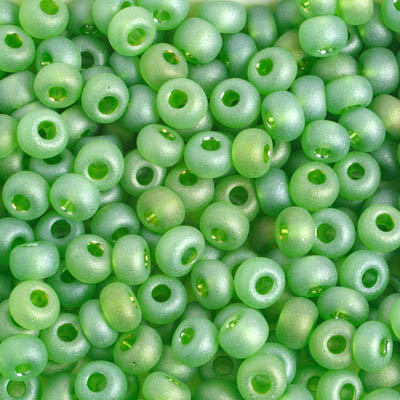 2/0 Czech Seed Bead, Frosted Transparent Light Olivine AB