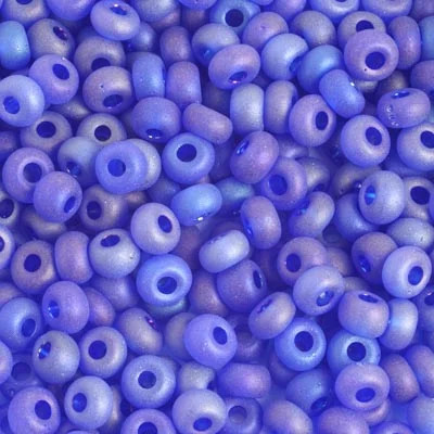 2/0 Czech Seed Bead, Frosted Transparent Sapphire Blue AB