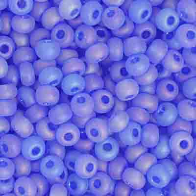 2/0 Czech Seed Bead, Frosted Transparent Light Sapphire Blue AB